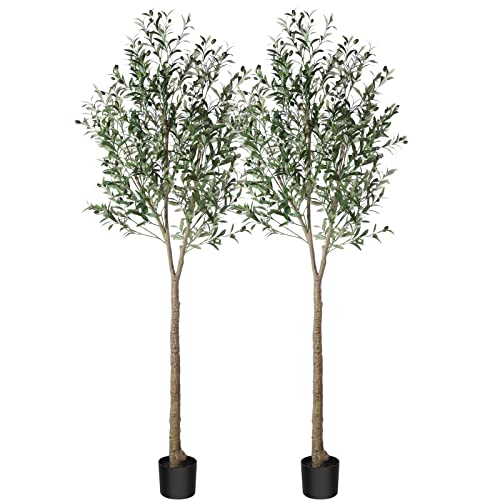 CROSOFMI Künstliche Olivenbaum Pflanzen 210cm Fake Tropische Plastik Pflanze Perfekte Große Pflanzen im Topf für Indoor Outdoor Haus Büro Garten Moderne Dekoration Housewarming Geschenk von CROSOFMI