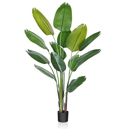 CROSOFMI Künstliche Paradiesvogel Pflanze 180cm künstliche Tropische Palme mit 13 Blättern perfekte künstliche Pflanzen im Topf für drinnen und draußen Haus Büro Garten Moderne Dekoration（1 Pack） von CROSOFMI
