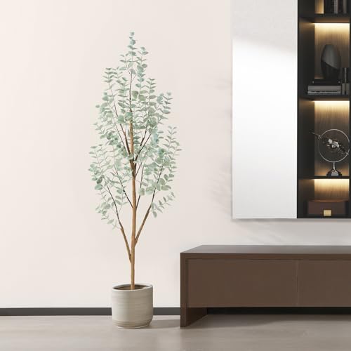 CROSOFMI Künstliche Pflanzen Groß 150 cm Kunstpflanzen Eukalyptus Wie Echt im Topf Plastik Fake Plant Deko für Wohnzimmer Balkon (1 Pack) von CROSOFMI