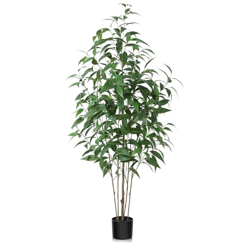 CROSOFMI Künstliche Pflanzen Groß 155 cm Kunstpflanzen Wie Echt im Topf Plastik Fake Plant Deko für Wohnzimmer Balkon (1 Pack) von CROSOFMI