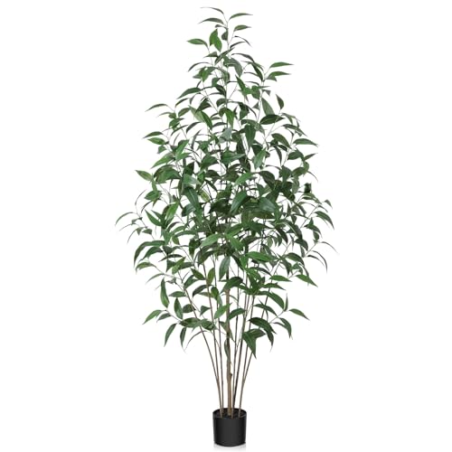 CROSOFMI Künstliche Pflanzen Groß 180 cm Kunstpflanzen Wie Echt im Topf Plastik Fake Plant Deko für Wohnzimmer Balkon (1 Pack) von CROSOFMI