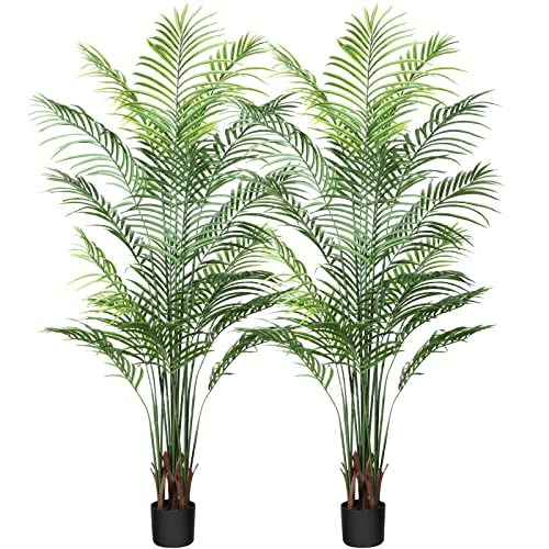 CROSOFMI Künstliche Pflanzen groß 170cm Kunstpflanze im Topf Plastik Palme Künstliche Palmen wie echt Fake Plant deko für Wohnzimmer Balkon Schlafzimmer Büro Perfektes Einweihungsgeschenk (2 Pack) von CROSOFMI