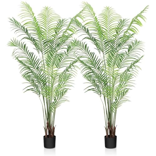 CROSOFMI Künstliche Pflanzen groß 190cm Kunstpflanze im Topf Plastik Palme Künstliche Palmen wie echt Fake Plant deko für Wohnzimmer Balkon Schlafzimmer Büro Perfektes Einweihungsgeschenk (2 Pack) von CROSOFMI