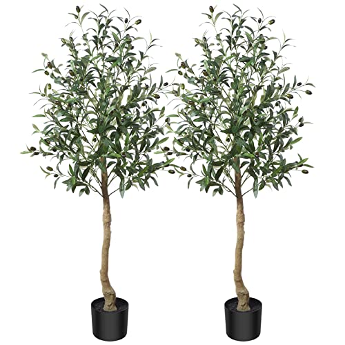 CROSOFMI Künstlicher Olivenbaum Pflanze 120 cm Gefälschter Formschnitt Seidenbaum, Perfekte Kunstpflanzen im Topf für Drinnen und Draußen von CROSOFMI