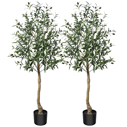 CROSOFMI Künstlicher Olivenbaum Pflanze 120 cm Gefälschter Formschnitt Seidenbaum, Perfekte Kunstpflanzen im Topf für Drinnen und Draußen von CROSOFMI