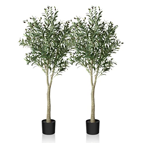 CROSOFMI Künstlicher Olivenbaum Pflanze 150 cm Gefälschter Formschnitt Seidenbaum, Perfekte Kunstpflanzen im Topf für Drinnen und Draußen 2 Pack von CROSOFMI