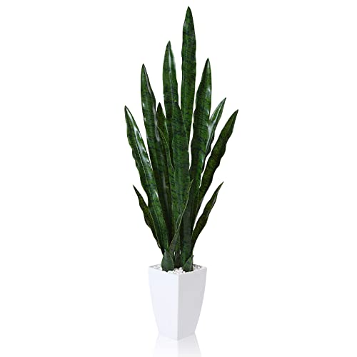 CROSOFMI Kunstpflanze Bogenhanf 110 cm Künstliche Pflanzen Groß Wie Echt Sansevieria Plastikpflanzen Zimmerpflanzen Balkon Badezimmer Deko Modern （ Grün） von CROSOFMI