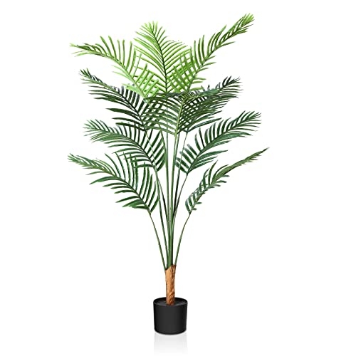 CROSOFMI Kunstpflanze Palmen 130 cm Plastik Künstliche Pflanze Groß Areca Palme im Topf Wohnzimmer Balkon Schlafzimmer Grün Deko (1 Pack) von CROSOFMI