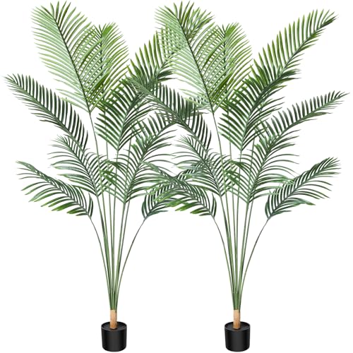 CROSOFMI Kunstpflanze Palmen 170 cm Plastik Künstliche Pflanze Groß Areca Palme im Topf Wohnzimmer Balkon Schlafzimmer Grün Deko (2 Pack) von CROSOFMI