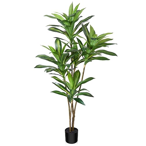 CROSOFMI künstlicher Drachenbaum 150cm künstliche Tropische Plastik Pflanze perfekte künstliche Pflanzen im Topf,Fake Plant deko für Wohnzimmer Balkon Schlafzimmer Büro Perfektes Einweihungsgeschenk von CROSOFMI