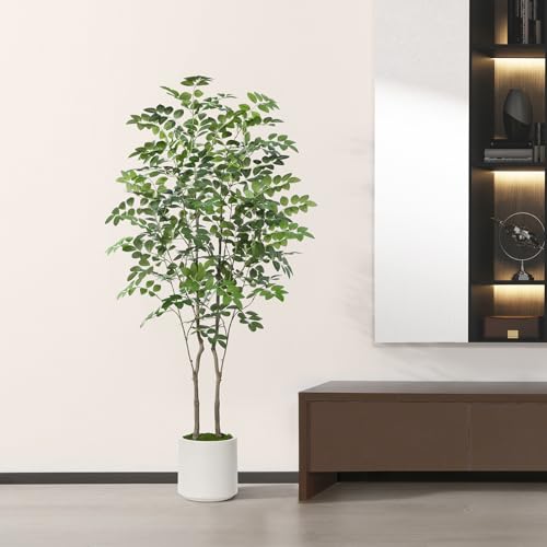 CROSOFMI künstlicher Pflanzen 150cm Groß Tropische Plastik Pflanze im Topf Fake Plant deko für Wohnzimmer Balkon Schlafzimmer Büro（1 Pack） von CROSOFMI