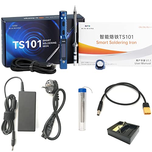 MINIWARE Original Blue TS101 Lötkolben Upgrade von TS100 Portable Digital OLED Temperatur Einstellbare USB Typ C Schnellheizkolben Lötkolben Set (mit TS-B2 Spitze) von CROSS MARS