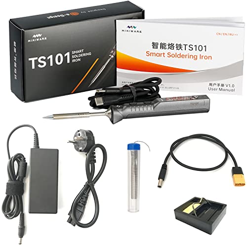 MINIWARE Original TS101 Lötkolben Upgrade von TS100 Portable Digital OLED Temperatur Einstellbare USB Typ C Schnellheizkolben Lötkolben Set (mit TS-B2 Spitze) von CROSS MARS