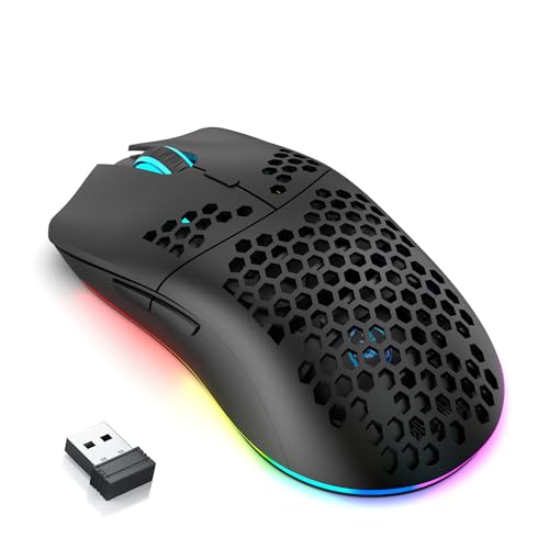 CROSS ZEBRA T66 PC Gaming Mouse, BT/2.4G Wireless/Wired, Lightweight Honeycomb Shell, Macro Program, Cool RGB Light, 650mAh Large Battery, 3600 DPI, for PC Gamer -Black von CROSS ZEBRA