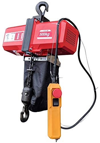 CROSSFER Elektrischer Kettenzug BDH-500, Hubkraft 500 Kg, Kettenlänge 10 Meter, Automatische Endabschaltung oben und unten, Handbedienung mit Not-Aus Funktion, Elektrokettenzug mit 230V Motor von CROSSFER GmbH