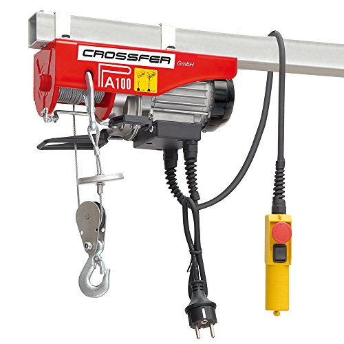 CROSSFER PA100D Elektrischer Seilhebezug 230Volt für 50kg/100kg Last Seilwinde mit Umlenkrolle als Flaschenzug Seilzug 8 Meter Hubhöhe Hebezug Lastkran Hebezeug von CROSSFER GmbH