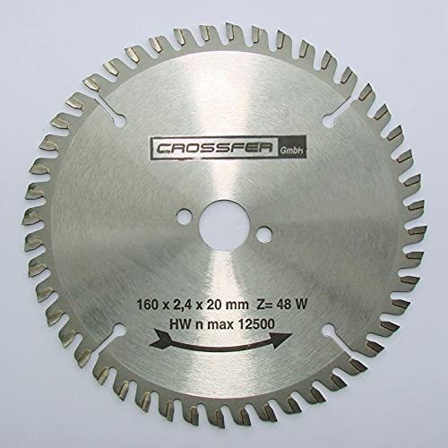 Hartmetall HM Kreissägeblatt 160x20 Z48 WZ Wechselzahn für Tischkreissägen, Handkreissägen, Gehrungssägen und Wippkreissägen. Feinschnittsägeblatt für den Längs- und Querschnitt in der Holzverarbeitung z.B. Brennholz von CROSSFER GmbH