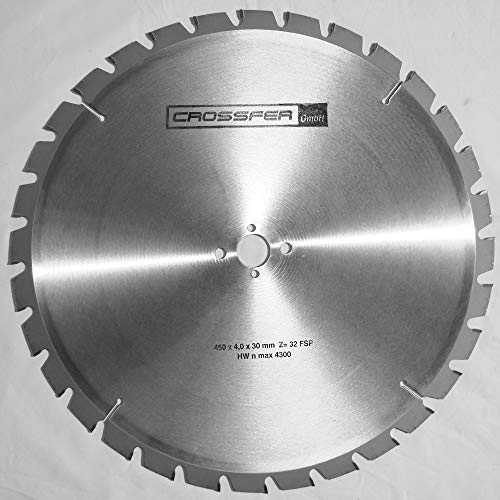 Hartmetall HM Kreissägeblatt NAGELFEST 450x30 Z32 FSP Baustellensägeblatt für Tischkreissägen, Handkreissägen, Gehrungssägen und Wippkreissägen. Grobschnittsägeblatt für die Holzverarbeitung / Brennholzverarbeitung von CROSSFER GmbH
