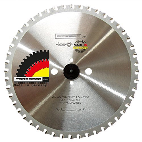 Metall Kreissägeblatt 250x30 Z48 WWF Wechselzahn Phase für Dry-Cutter, Kappsägen, JEPSON, Kaltkreissägen, MAKITA, Metall Handkreissägen. Spezialsägeblatt für Eisen sowie nicht-/niedrig legiertem Stahl. Auch geeignet für andere NE-Metalle. von CROSSFER GmbH