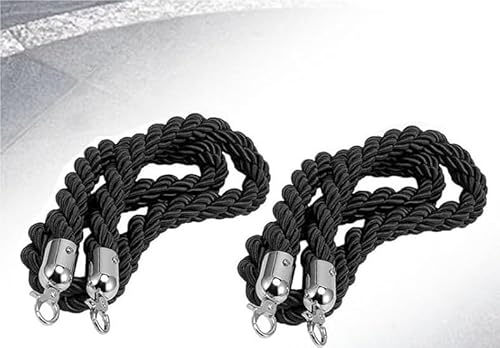2 Stück schwarzes Warteschlangen-Absperrseil – langlebige Nylon-Absperrseile zur Kontrolle von Menschenmengen for das Eventmanagement(275cm) von CROWEL