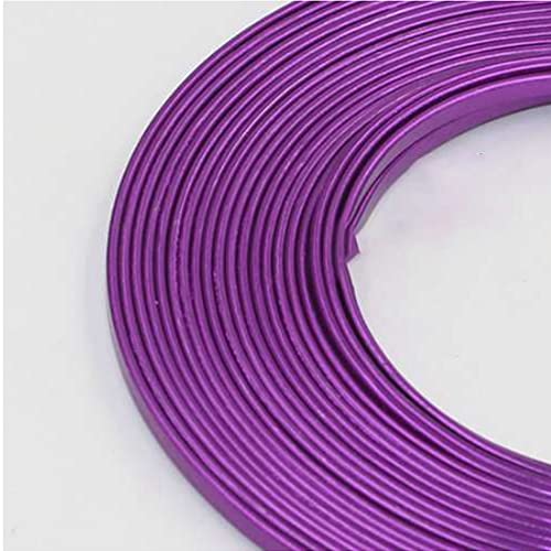 4 m flacher Aluminiumdraht, 5 mm x 1 mm, for DIY-Schmuckhandwerk – formbarer Basteldraht in mehreren Farben, 1 Stück(Purple) von CROWEL