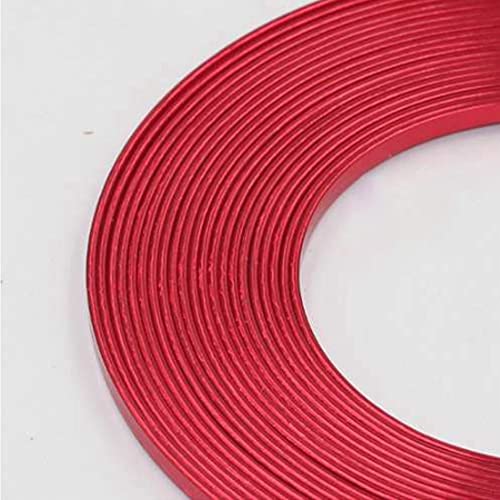 4 m flacher Aluminiumdraht, 5 mm x 1 mm, for DIY-Schmuckhandwerk – formbarer Basteldraht in mehreren Farben, 1 Stück(Red) von CROWEL