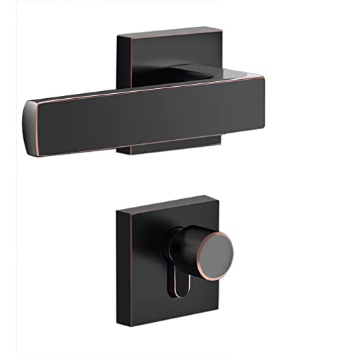 CROWEL Eleganter, nicht drehbarer, quadratischer Türdrücker mit schwarzer Oberfläche for Badezimmer und Schlafzimmer – robustes Gerät aus Zinklegierung(ModelA) von CROWEL