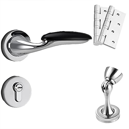 CROWEL Mattschwarzes Türdrücker-Set for Privatsphäre – robustes Schlossset aus Zinklegierung for Bett und Bad for den Innenbereich(ModelD) von CROWEL