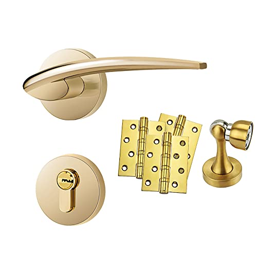 CROWEL Modernes Türgriff-Set aus gebürstetem Satin-Nickel – stummes Türschloss for geteilte Räume for den Innen- und Außenbereich(ModelB) von CROWEL