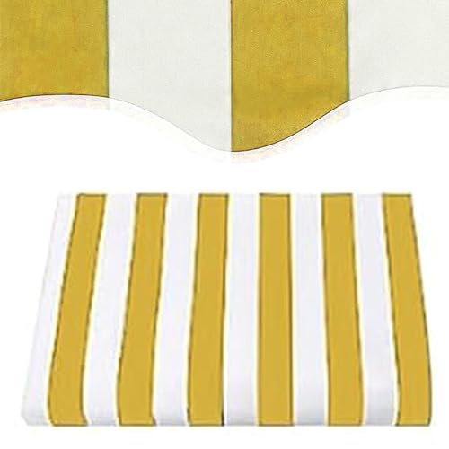 CROWEL Strapazierfähiger Ersatzstoff for einziehbare Markisen mit Streifen – wasserdichtes Polyesterdach for die Terrasse im Freien(Yellow,245x200cm) von CROWEL