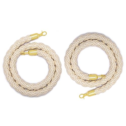 Cremefarbenes Absperrseil-Set zur Kontrolle von Menschenmengen – 2 verstellbare Hanfseil-Absperrungen for Veranstaltungen, Hochzeiten und Partys (2–10 Fuß)(200cm) von CROWEL