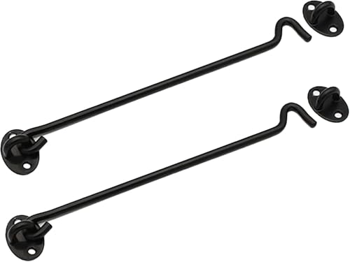 Scheunentorriegel aus Edelstahl – Robuster Kabinenriegel mit Haken und Öse for mehr Sicherheit und Privatsphäre | 2er-Pack(Black,16in) von CROWEL