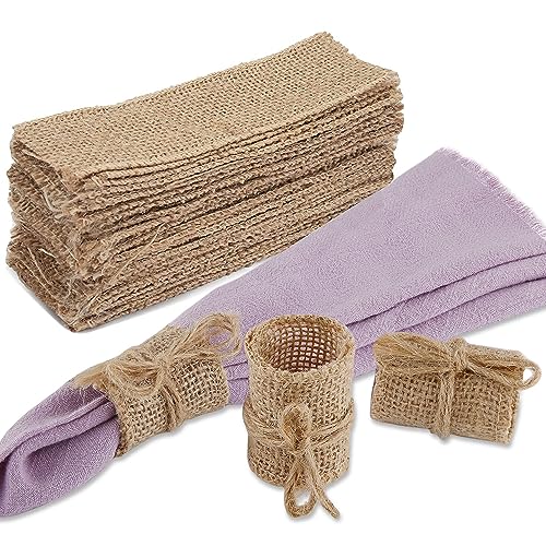 CROWN GUIDE Jute-Serviettenringe, Set mit 50 Stück, verstellbar, nautisches Rattan-Halter, Boho-Serviettenband, rustikale Herbst-Serviettenhalter, Schnallen für Party-Dekoration, Abendessen, von CROWN GUIDE