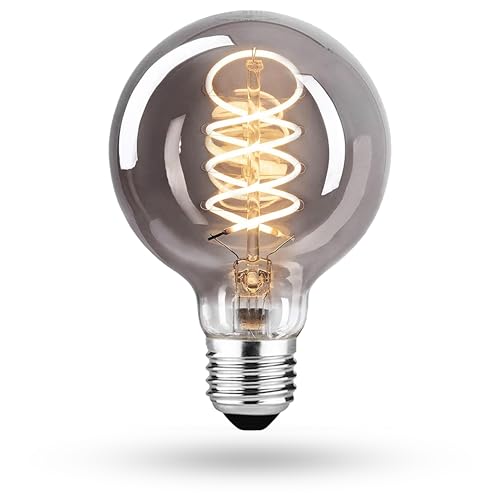CROWN LED Vintage E27 Glühbirne - Edison Lampe Rauchgrau 2200K - Energieeffizient E-Klasse - Entspricht 45W - Retro Dimmbar aus Glas - 14.2x6.5 cm - Dekorative Nostalgie Innenbeleuchtung CROWN LED Vintage E27 Glühbirne - Edison Lampe Rauchgrau 2200K - Energieeffizient E-Klasse - Entspricht 45W - Retro Dimmbar aus Glas - 14.2x6.5 cm - Dekorative Nostalgie Innenbeleuchtung von CROWN LED