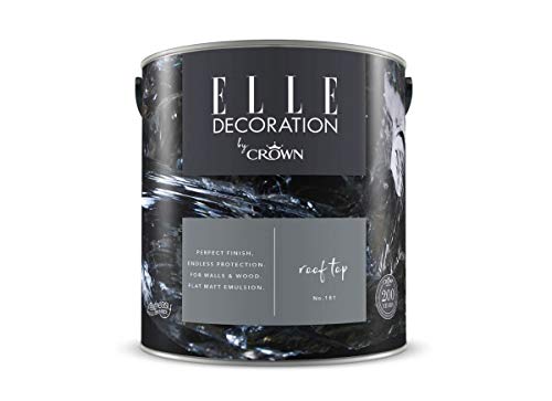 Crown ELLE DECORATION Rooftop No. 181, 2,5 L, extra-matte Premium Wandfarbe für Innen, für Wände und Holz, hohe Deckkraft, Innenfarbe, organisches Grau, inspiriert von natürlichem Schiefer von Crown