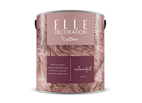 Crown ELLE DECORATION Colourfast No. 457, 2,5 L, extra-matte Premium Wandfarbe für Innen, für Wände und Holz, hohe Deckkraft, Innenfarbe,kräftiger Himbeerton von Crown