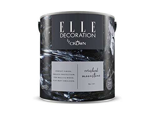 ELLE DECORATION Crushed Moonstone No. 141, 2,5 L, extra-matte Premium Wandfarbe für Innen, für Wände und Holz, hohe Deckkraft, Innenfarbe,beruhigendes Mittelgrau mit blauen Untertönen von Crown