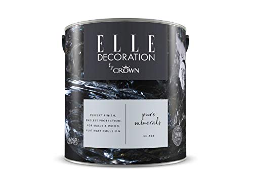 Crown ELLE DECORATION Pure Minerals No. 124, 2,5 L, extra-matte Premium Wandfarbe für Innen, für Wände und Holz, hohe Deckkraft, Innenfarbe,kreideartiges Lavendelgrau von Crown