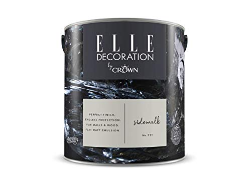 Crown ELLE DECORATION Sidewalk No. 111, 2,5 L, extra-matte Premium Wandfarbe für Innen, für Wände und Holz, hohe Deckkraft, Innenfarbe,vielseitiges Mittelgrau mit einem Hauch von Stein von Crown