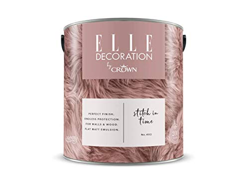 Crown ELLE DECORATION Stitch In Time No. 402, 2,5 L, extra-matte Premium Wandfarbe für Innen, für Wände und Holz, hohe Deckkraft, Innenfarbe,skurriles Rosa von Crown