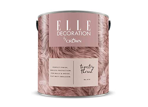 Crown ELLE DECORATION Tapestry Thread No. 418, 2,5 L, extra-matte Premium Wandfarbe für Innen, für Wände und Holz, hohe Deckkraft, Innenfarbe,zarter Hauch von Perlmut von Crown