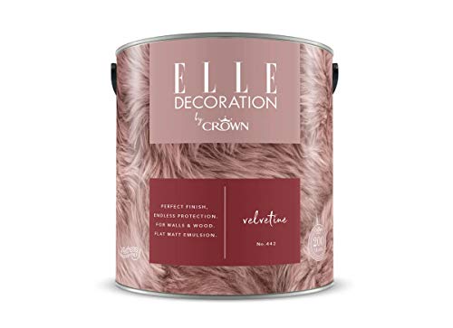 Crown ELLE DECORATION Velvetine No. 442, 2,5 L, extra-matte Premium Wandfarbe für Innen, für Wände und Holz, hohe Deckkraft, Innenfarbe,anregendes Rot von Crown