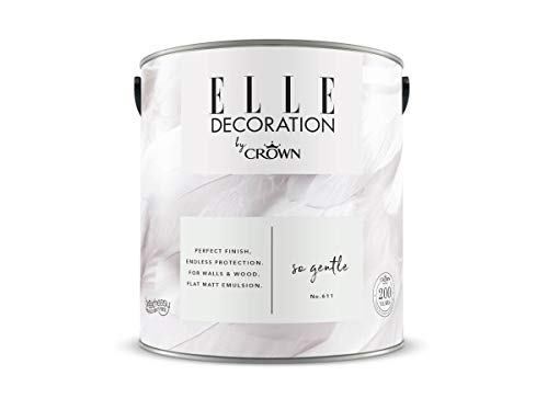 Crown ELLE DECORATION So Gentle No. 611, 2,5 L, extra-matte Premium Wandfarbe für Innen, für Wände und Holz, hohe Deckkraft, Innenfarbe, kreidiges Grauweiß von Crown