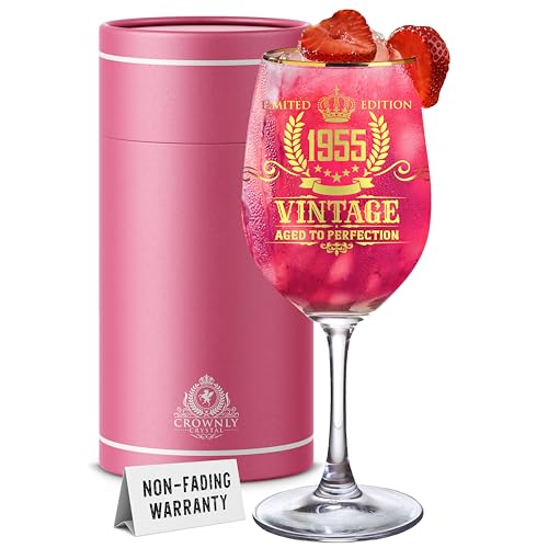 CROWNLY CRYSTAL® 1955 Geschenk 70 Geburtstag Frau Weinglas Mit Gravur Personalisiert Deko Geburtstagsgeschenk Für Frauen Mama von CROWNLY CRYSTAL