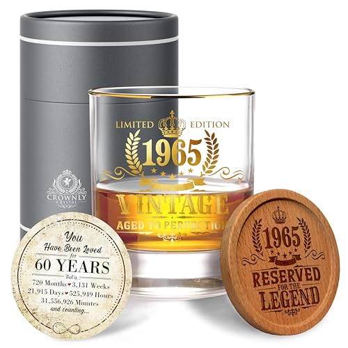 CROWNLY CRYSTAL® 1965 Geschenk 60. Geburtstag Mann Whiskyglas Personalisierte Geschenke Deko Opa Geburtstagsgeschenk von CROWNLY CRYSTAL