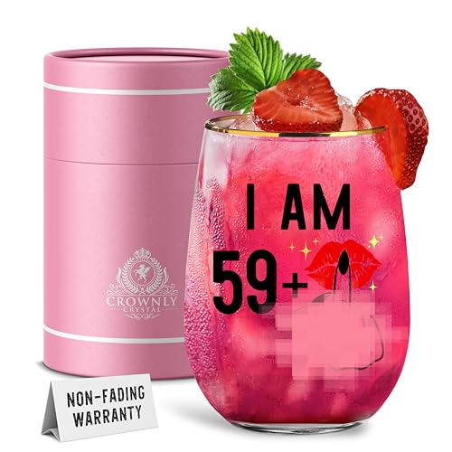 CROWNLY CRYSTAL® Geschenk 60 Geburtstag Frau Weingläser Ohne Stiel Personalisierte Geschenke Frauen Lustige Geschenke Für Frauen Oma Geschenk Geburtstagsgeschenk Für Mama Deko 60 Geburtstag Frau von CROWNLY CRYSTAL