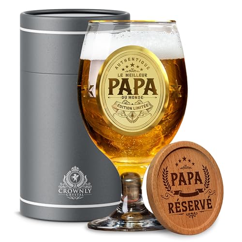 CROWNLY CRYSTAL® Geschenk Papa Bierglas personalisierte Ankündigung Schwangerschaft Papa Geschenk Beste Papa Geschenk Geburtstag Herren Geschenk Original Herren Idee Geschenk Papa Biergläser von CROWNLY CRYSTAL