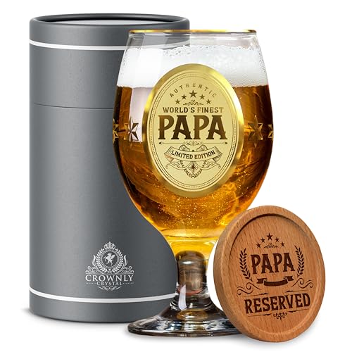 CROWNLY CRYSTAL® Vater Geburtstagsgeschenk für Papa Geschenk Personalisierte Geschenke Bier Geschenke für Männer Papa Geschenk Geburtstag Bester Papa Geschenke von CROWNLY CRYSTAL