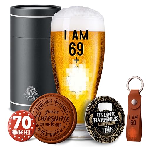CROWNLY CRYSTAL® Personalisierte Geschenke zum 70 Geburtstag für Männer Väter Opa Geburtstagsgeschenk Geschenk Box Deko von CROWNLY CRYSTAL