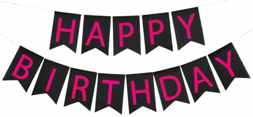 Happy Birthday Banner Hot Pink und Schwarz Imitierte Jute Geburtstag Schild Girlande Dekorationen für Mädchen Frauen Happy Birthday Banner Hot Pink und Schwarz Imitierte Jute Geburtstag Schild Girlande Dekorationen für Mädchen Frauen von CROWNOS